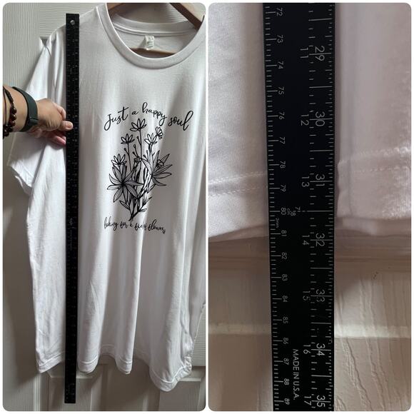 Bella Canvas White ‘Just A Happy Soul Looking For A Field of Flowers’ Tee 2XL - Picture 6 of 10